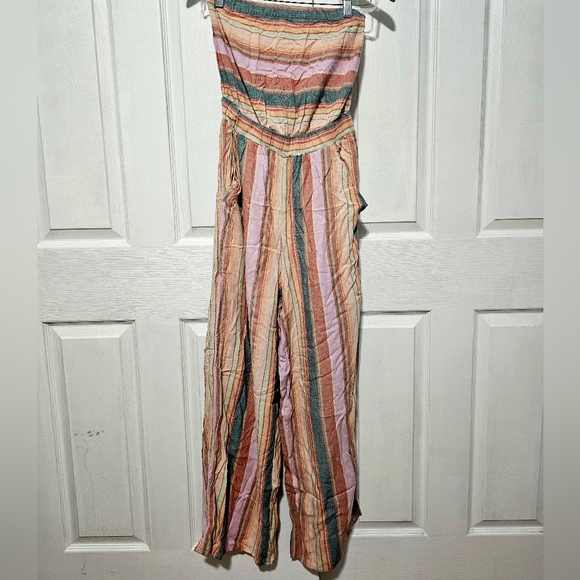 American Eagle Strapless Jumpsuit – Pastel Multicolor Stripes - Picture 2 of 9